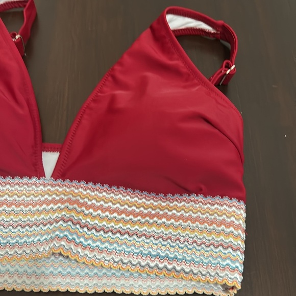 Blooming Jelly High Waisted Triangle Color Block Two Piece Tummy Control Size M - Picture 8 of 15